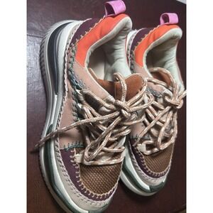 FARM Rio Zigzag Platform Sneaker White Multi Colored Women's Size 9.5